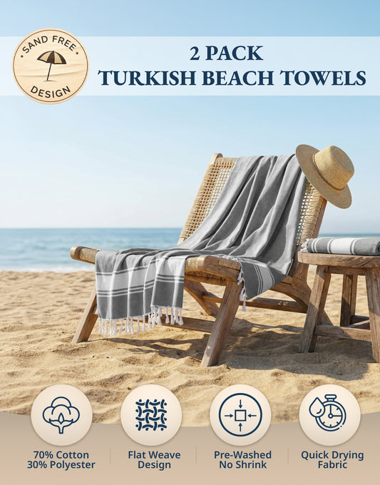 2 PIECE TURKISH BEACH TOWEL SET-ALLOY