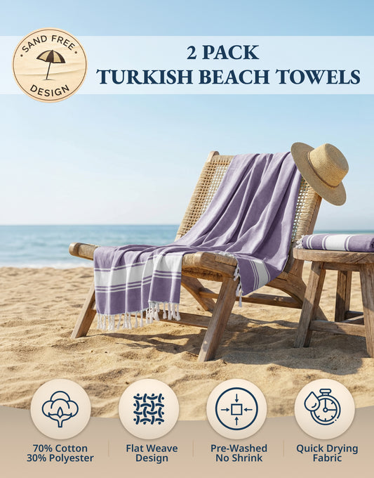 2 PIECE TURKISH BEACH TOWEL SET-DAY-BREAK