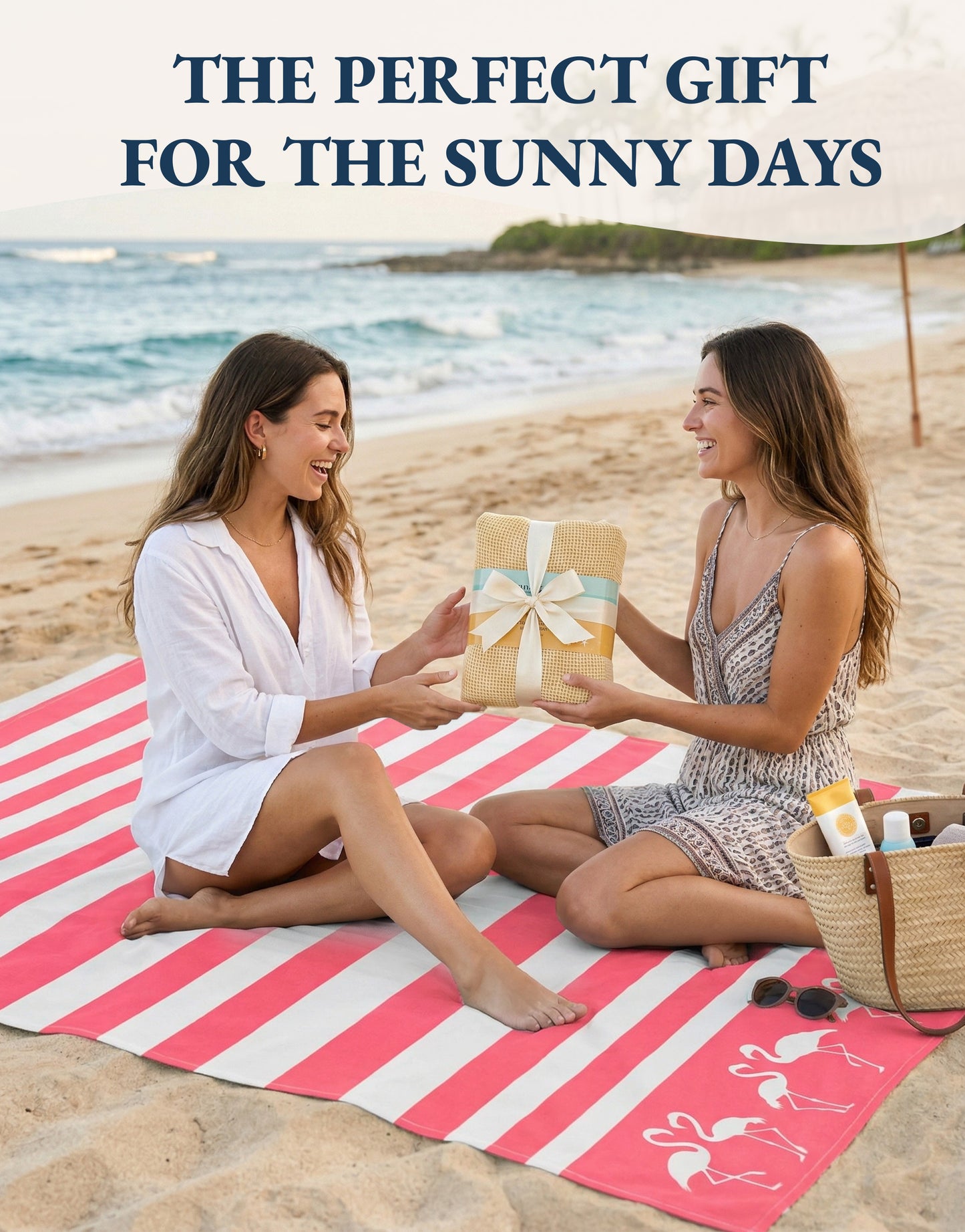 6 PIECE TURKISH BEACH TOWEL SET-Sunset-Tropics