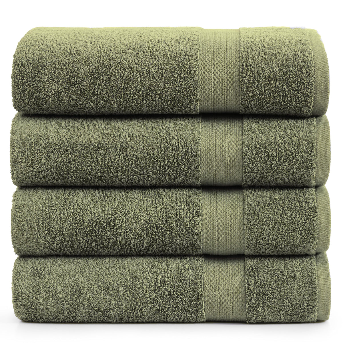 Lane Linen 4 Piece Bath Towel Set - Oil Green