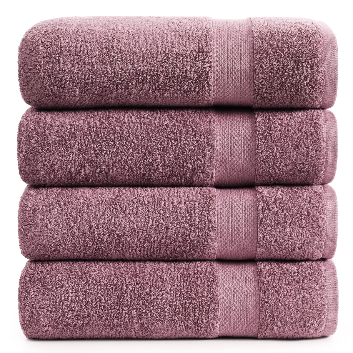 Lane Linen 4 Piece Bath Towel Set - Wishful Mauve