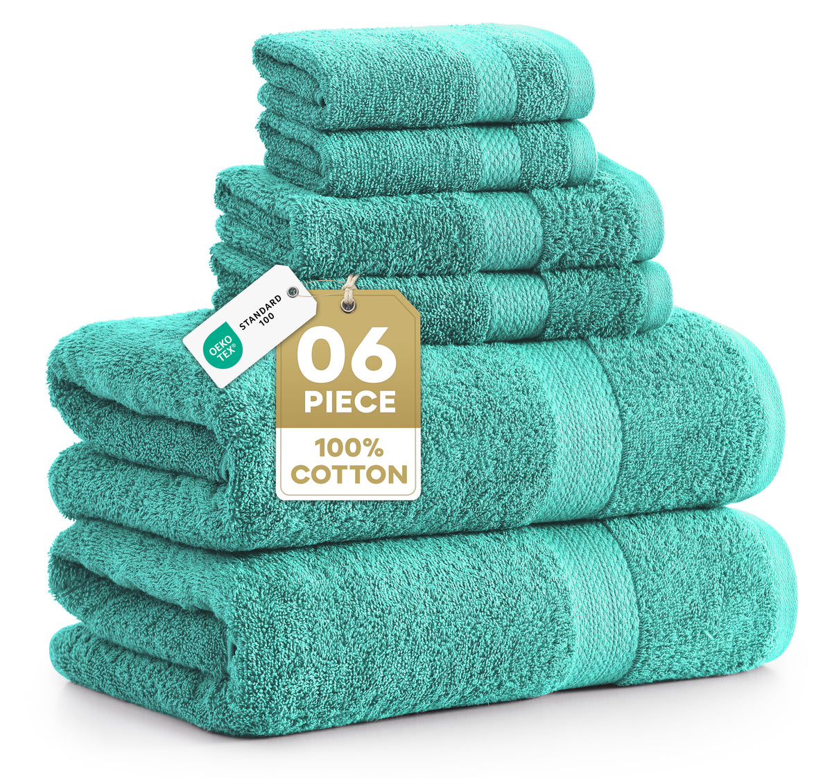 Lane Linen 6 Piece Cotton Towel Set - Teal