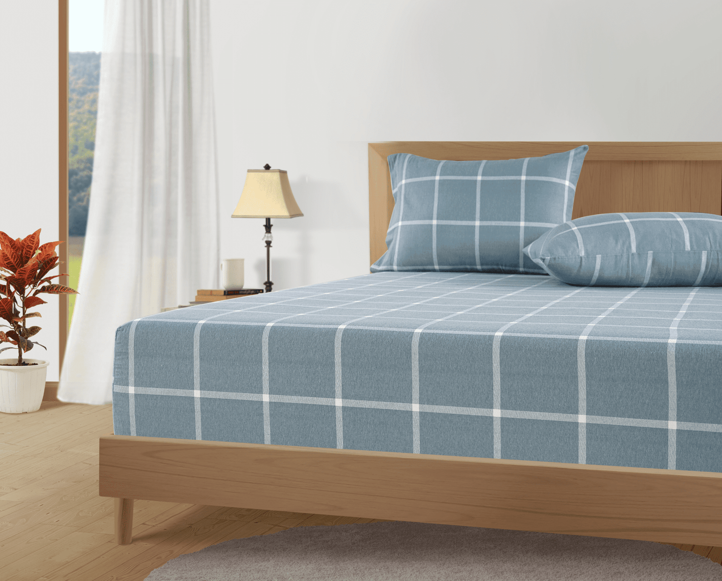 Flannel Sheet Set cp-gallery: color=Blue White; size=Queen