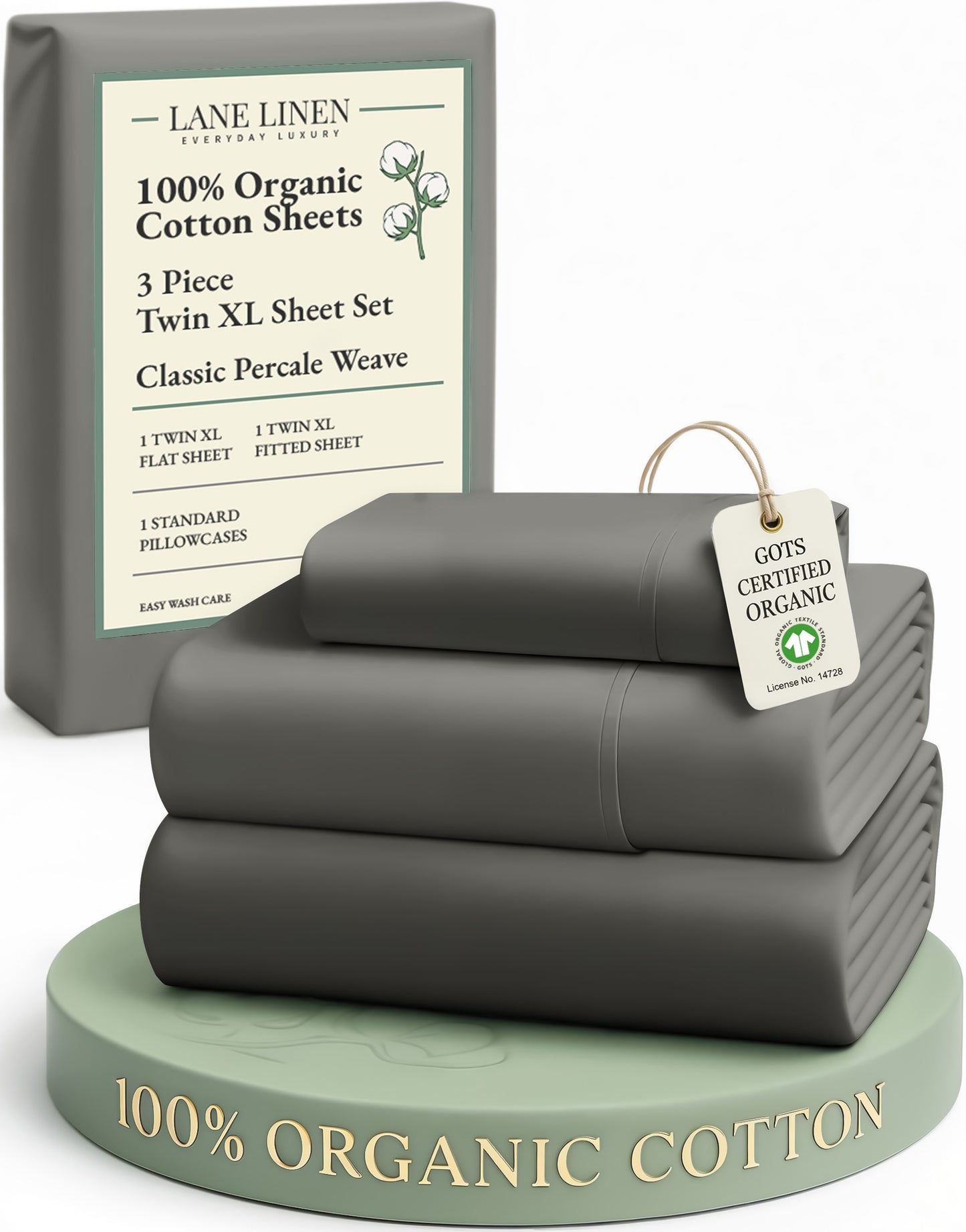 100% Organic Cotton-Charcoal