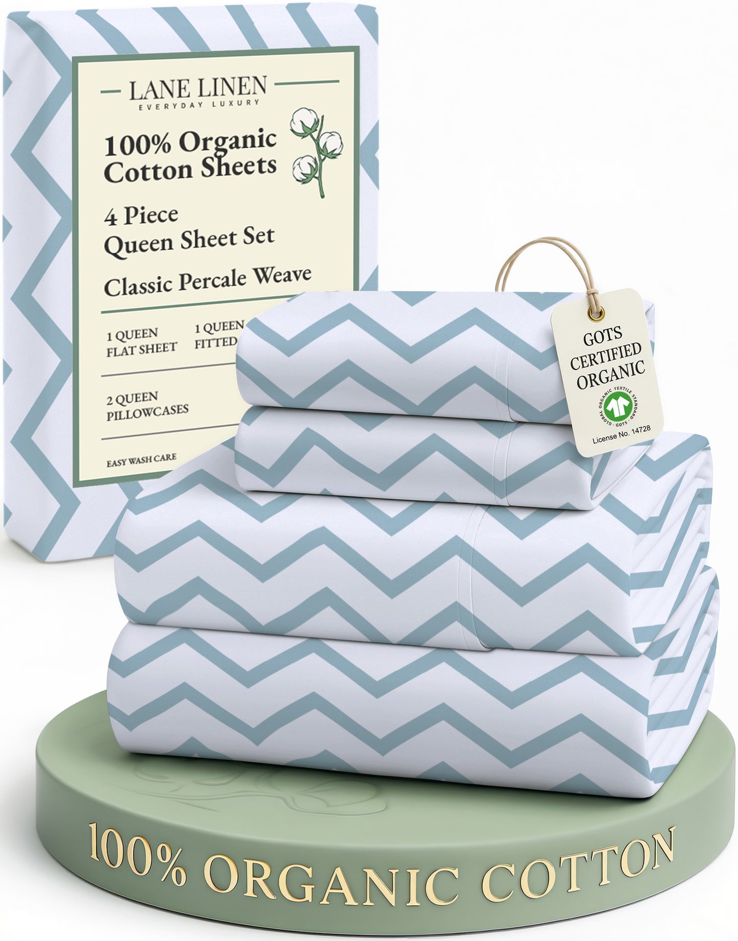 100% Organic Cotton-Chevron-Cool-Blue