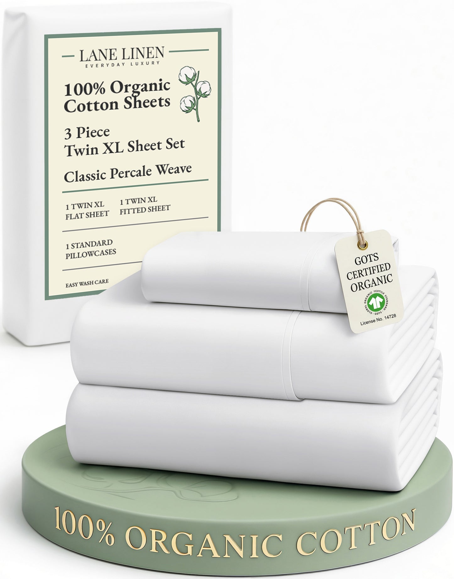 100% Organic Cotton-White