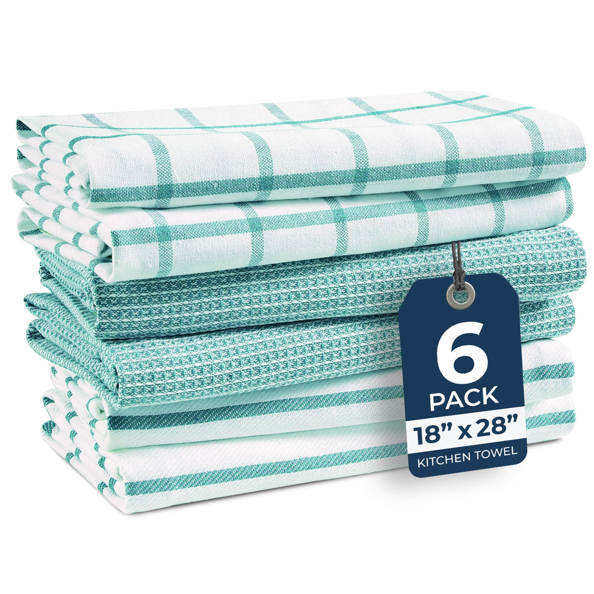 6 Piece Multiweave Kitchen Towel Set - Aqua