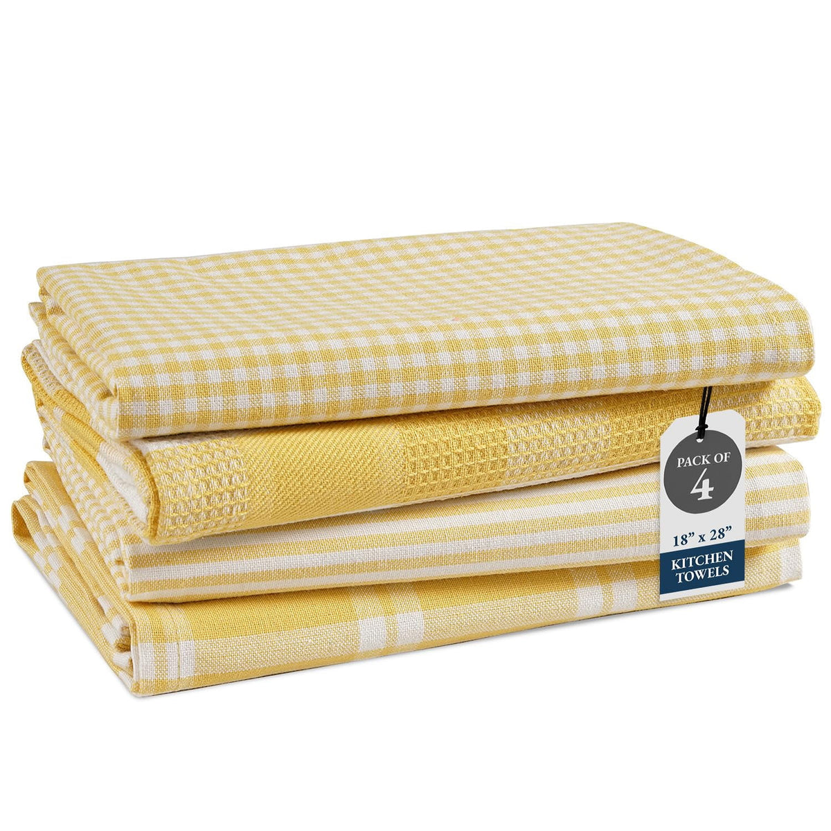4 Piece Multiweave Kitchen Towel Set - Yellow