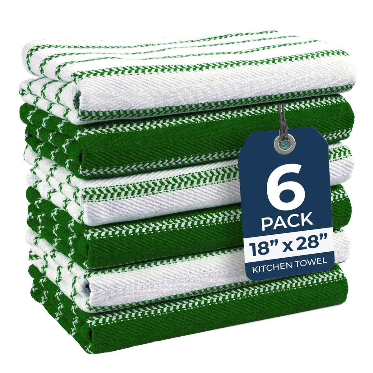 6 Piece Multiweave Herringbone Kitchen Towel Set - Christmas Green
