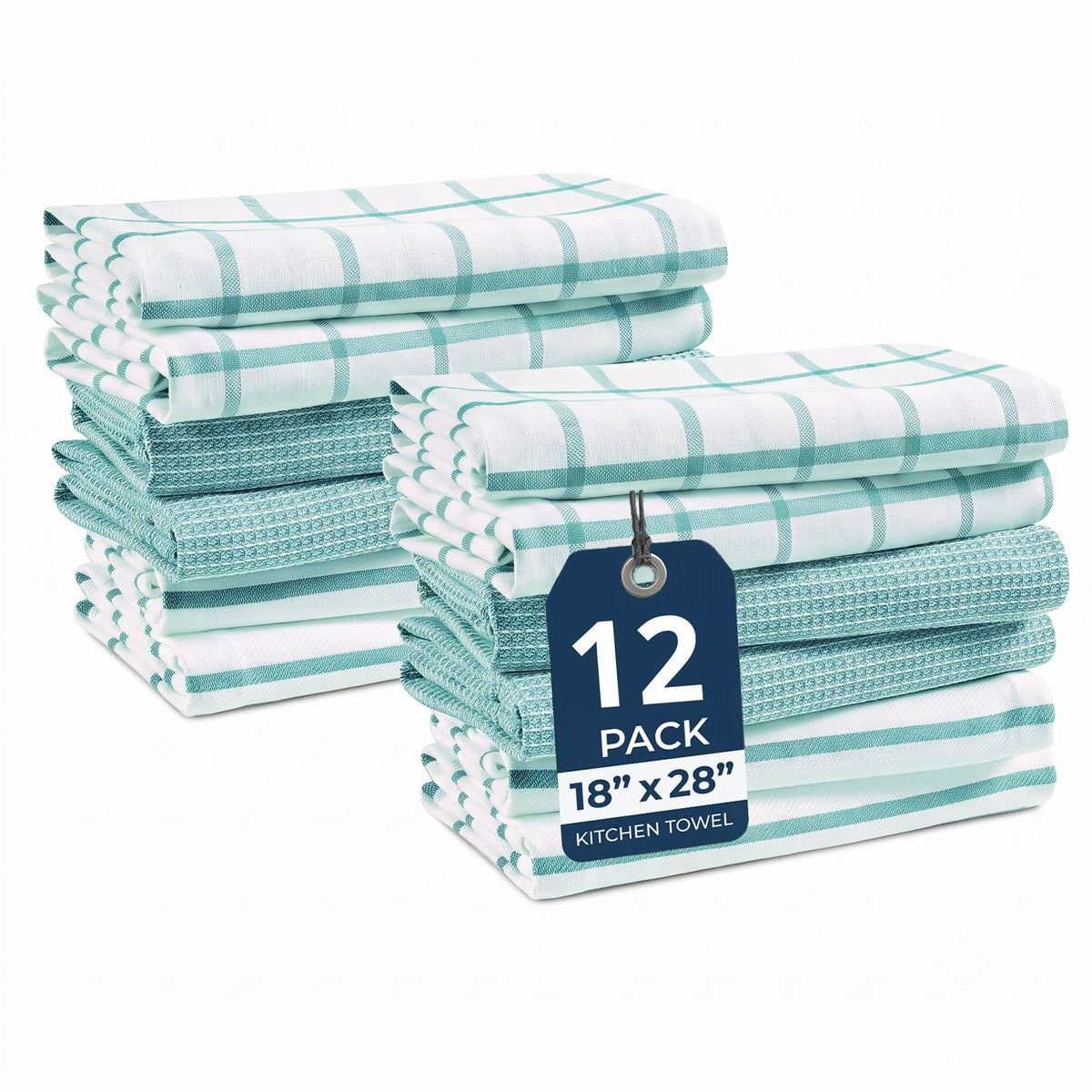 12 Piece Multiweave Kitchen Towel Set - Aqua