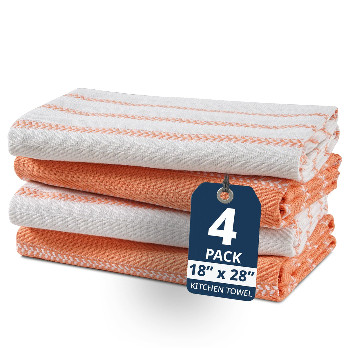 4 Piece Multiweave Herringbone Kitchen Towel Set - Coral