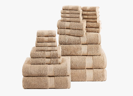 24 Piece 100% Cotton Towel Set - Beige