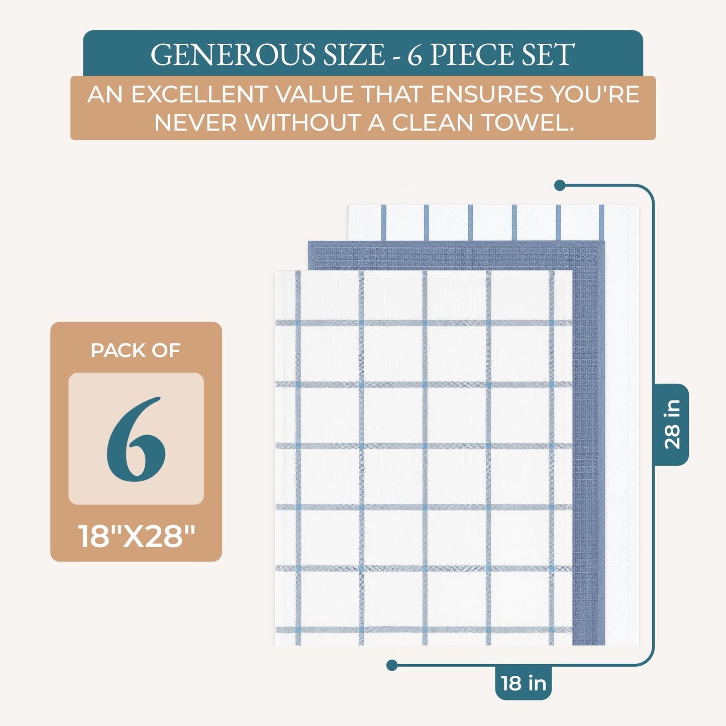 Multi-Weave Kitchen Towel Set cp-gallery: color=Indigo; size=6 Piece Set