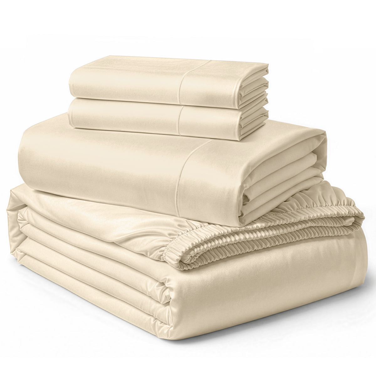 Lane Linen Egyptian Cotton Sheet Set - Ivory - 4 piece set