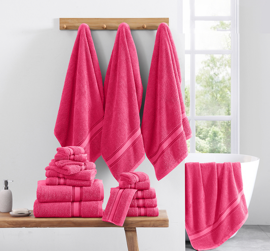 12 Piece Towel set-Fuschia