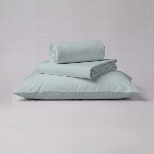 Lane Linen Organic Cotton Sheet Set in French Blue - 3 piece set (flat sheet, fitted sheet, 1 pillowcase)