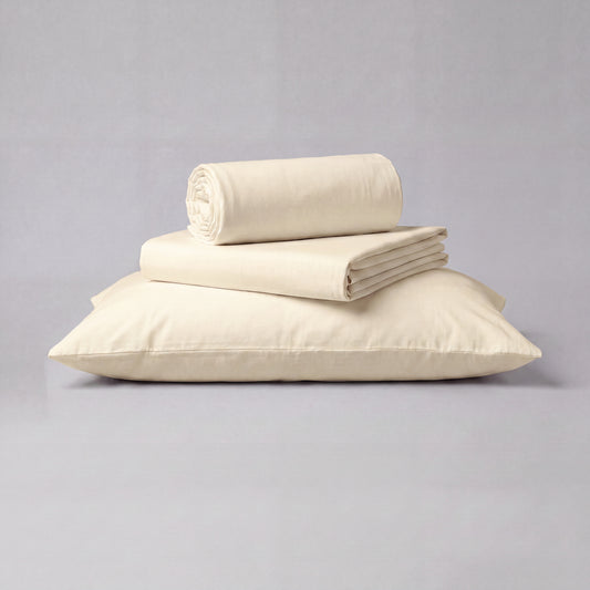 Lane Linen Organic Cotton Sheet Set in Natural - 3 piece set (flat sheet, fitted sheet, 1 pillowcase)