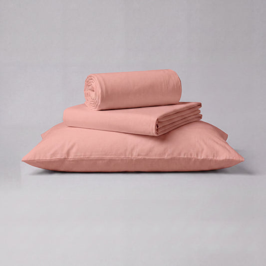 Lane Linen Organic Cotton Sheet Set in Rose Dawn - 3 piece set (flat sheet, fitted sheet, 1 pillowcase)