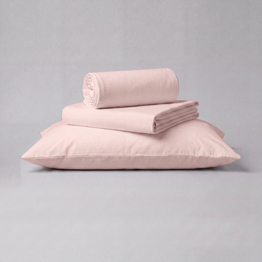 Lane Linen Organic Cotton Sheet Set in Sepia Rose - 3 piece set (flat sheet, fitted sheet, 1 pillowcase)