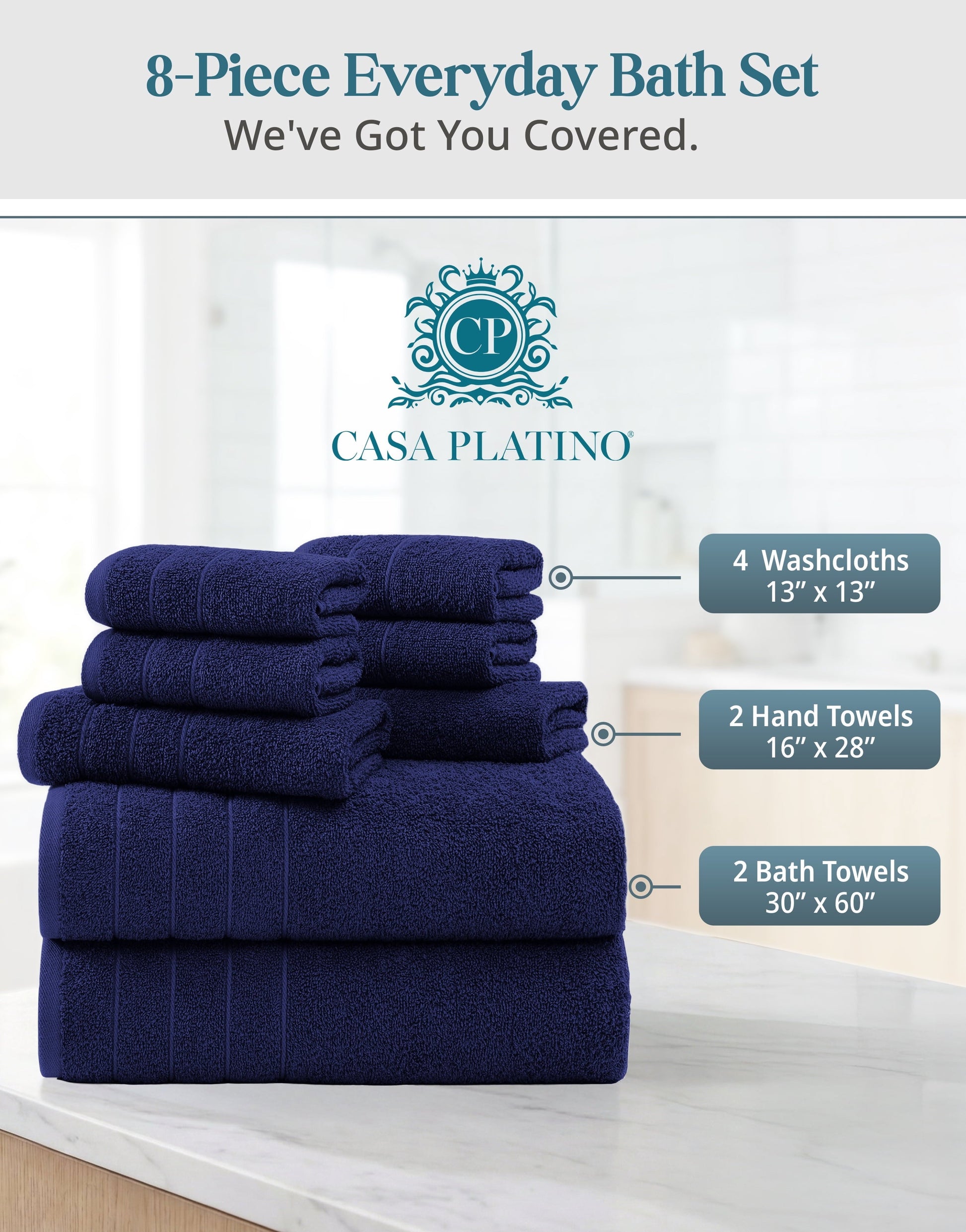 8-Piece Cotton Bath Towel Set