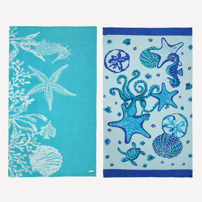 2 PIECE TURKISH BEACH TOWEL SET-STARFISH-SERENADE