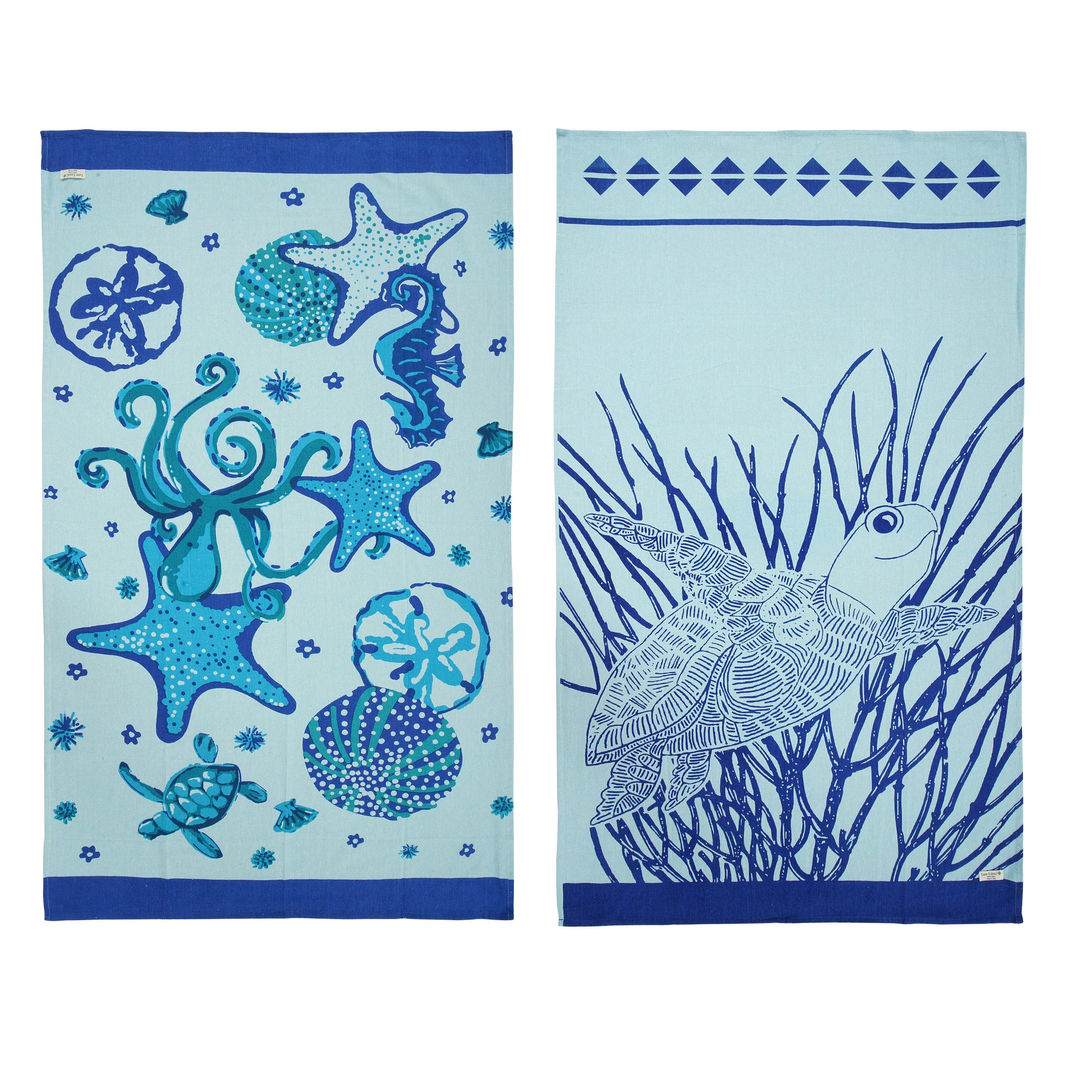 2 PIECE TURKISH BEACH  TOWEL SET-STARFISH-TURTLE