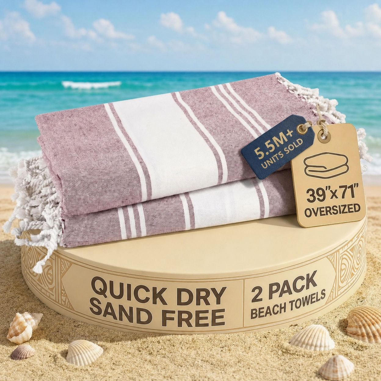 2 PIECE TURKISH BEACH TOWEL SET-WISTFUL-MAUVE