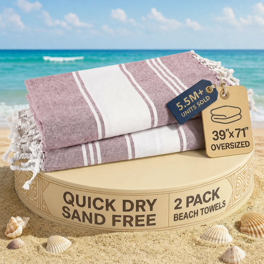 2 PIECE TURKISH BEACH TOWEL SET-WISTFUL-MAUVE