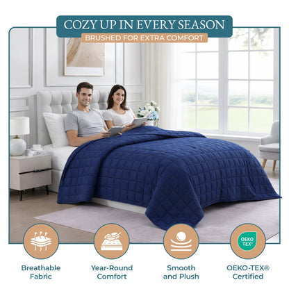 Quilted Bed Blanket cp-gallery: color=Navy