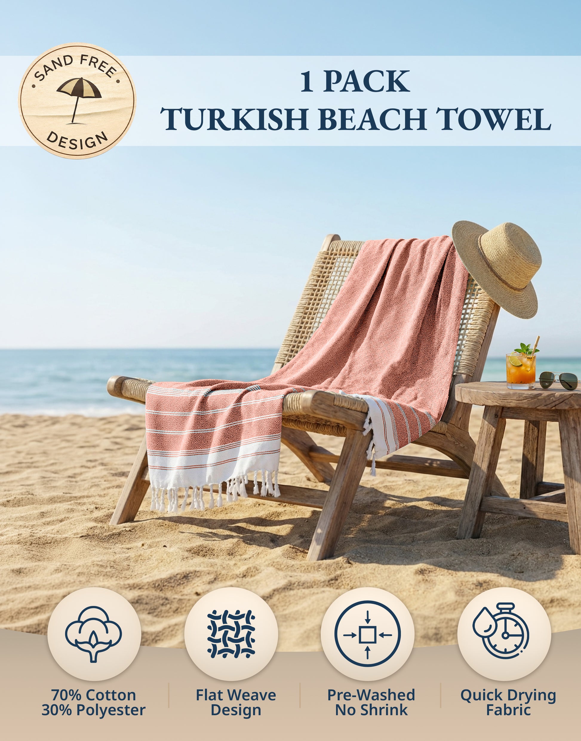 1 PIECE TURKISH BEACH TOWEL-BIRD-OF-PARADISE