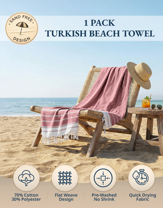 1 PIECE TURKISH BEACH TOWEL-HIBISCUS