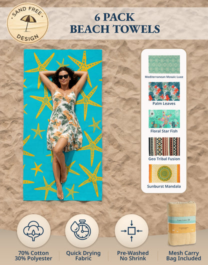 6 PIECE TURKISH BEACH TOWEL SET-Island-Boho