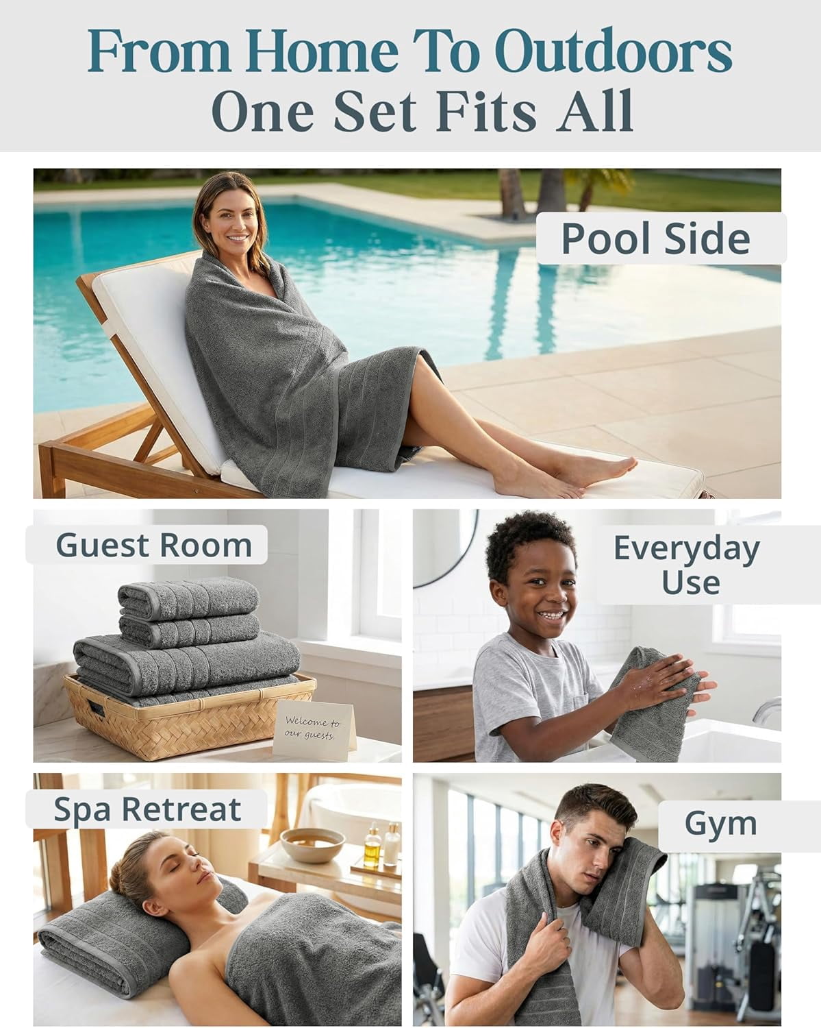 24-Piece Cotton Bath Towel Set