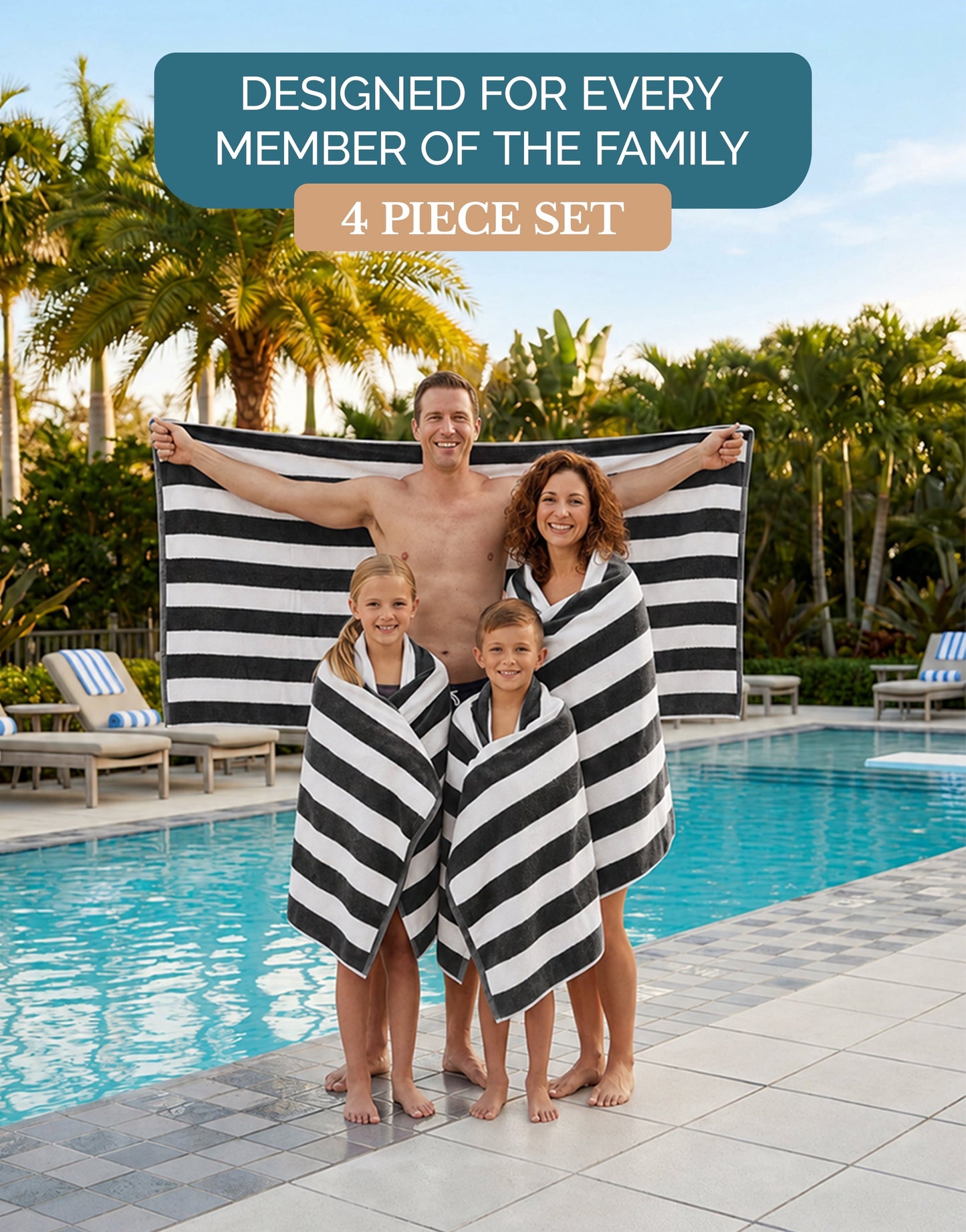 4-Piece Cabana Beach Towel Set cp-gallery: color=Grey; size=4 Piece Set