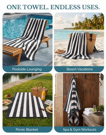 4-Piece Cabana Beach Towel Set cp-gallery: color=Grey; size=4 Piece Set