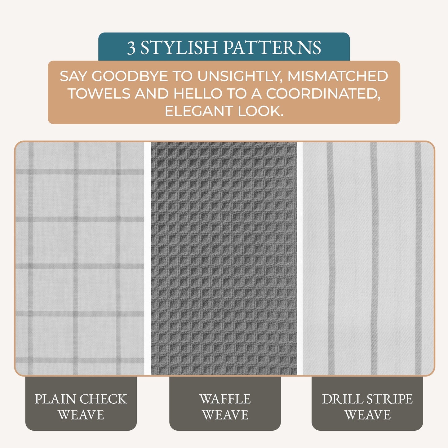 Multi-Weave Kitchen Towel Set cp-gallery: color=Grey