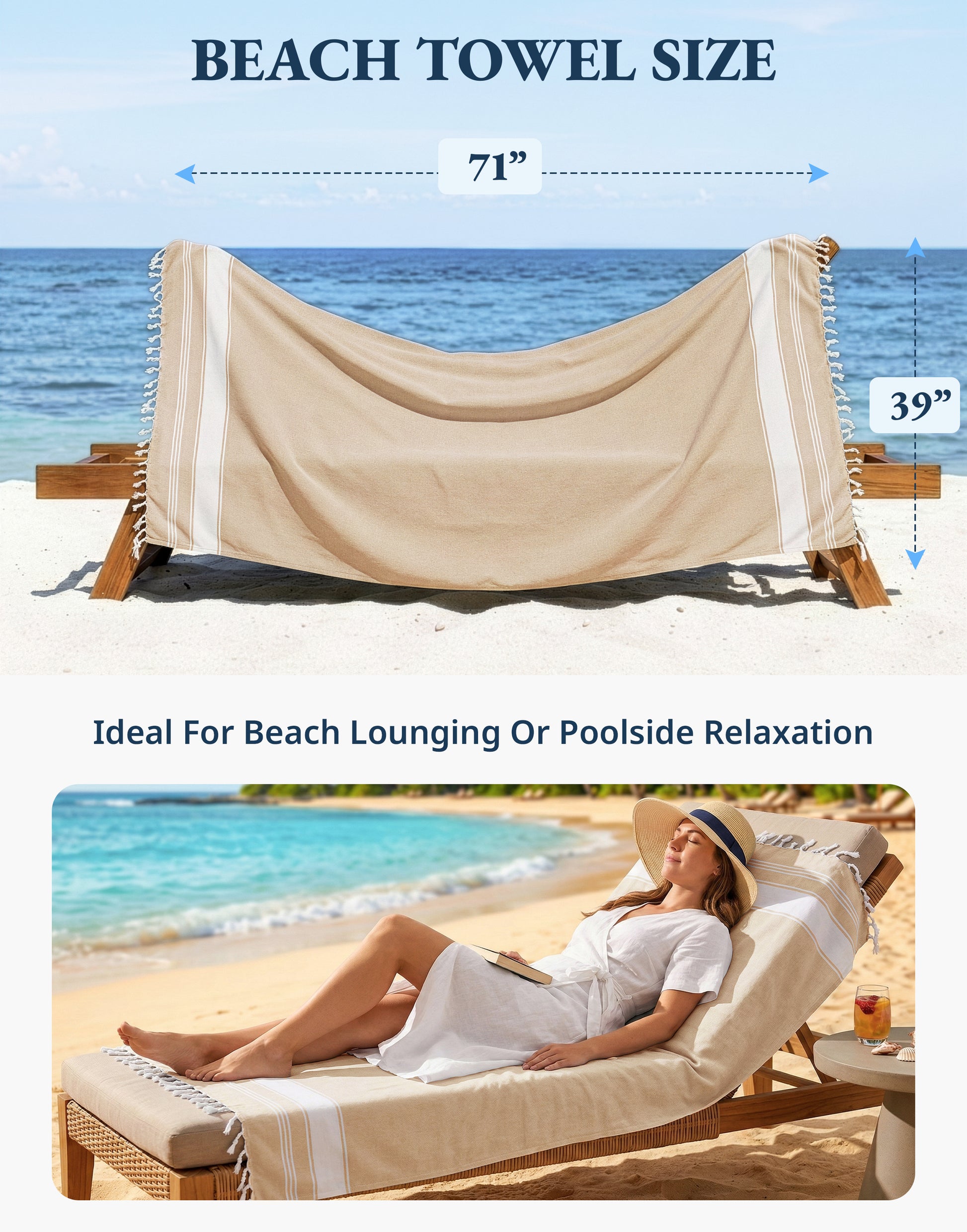 1 PIECE TURKISH BEACH TOWEL-BEIGE