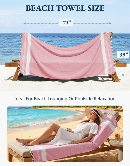 4 PIECE TURKISH BEACH TOWEL SET-CASHMERE-ROSE