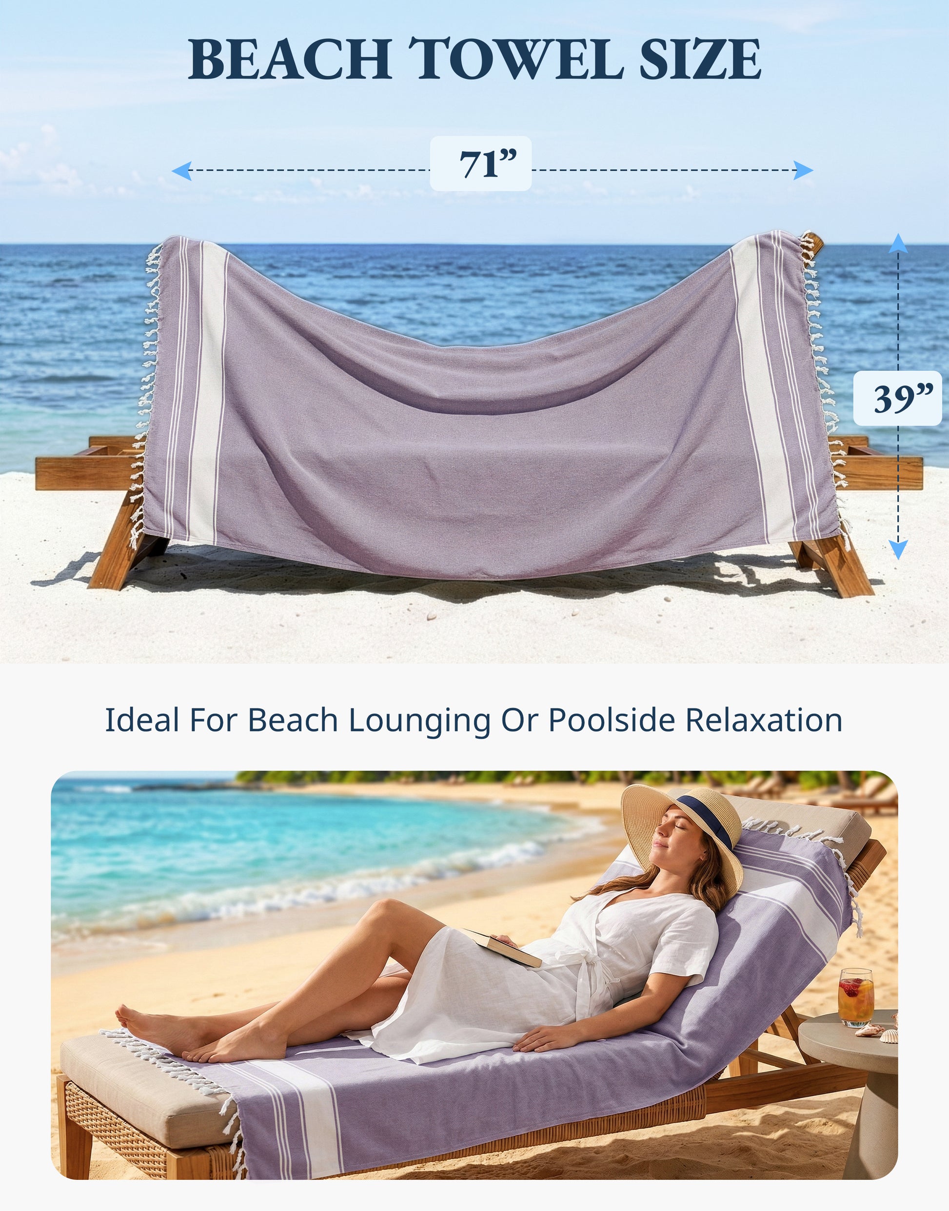 4 PIECE TURKISH BEACH TOWEL SET-DAY-BREAK