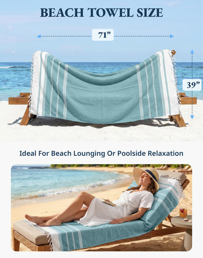 4 PIECE TURKISH BEACH TOWEL SET-Old-Glory-Azure
