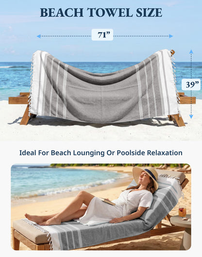 1 PIECE TURKISH BEACH TOWEL-EBONY