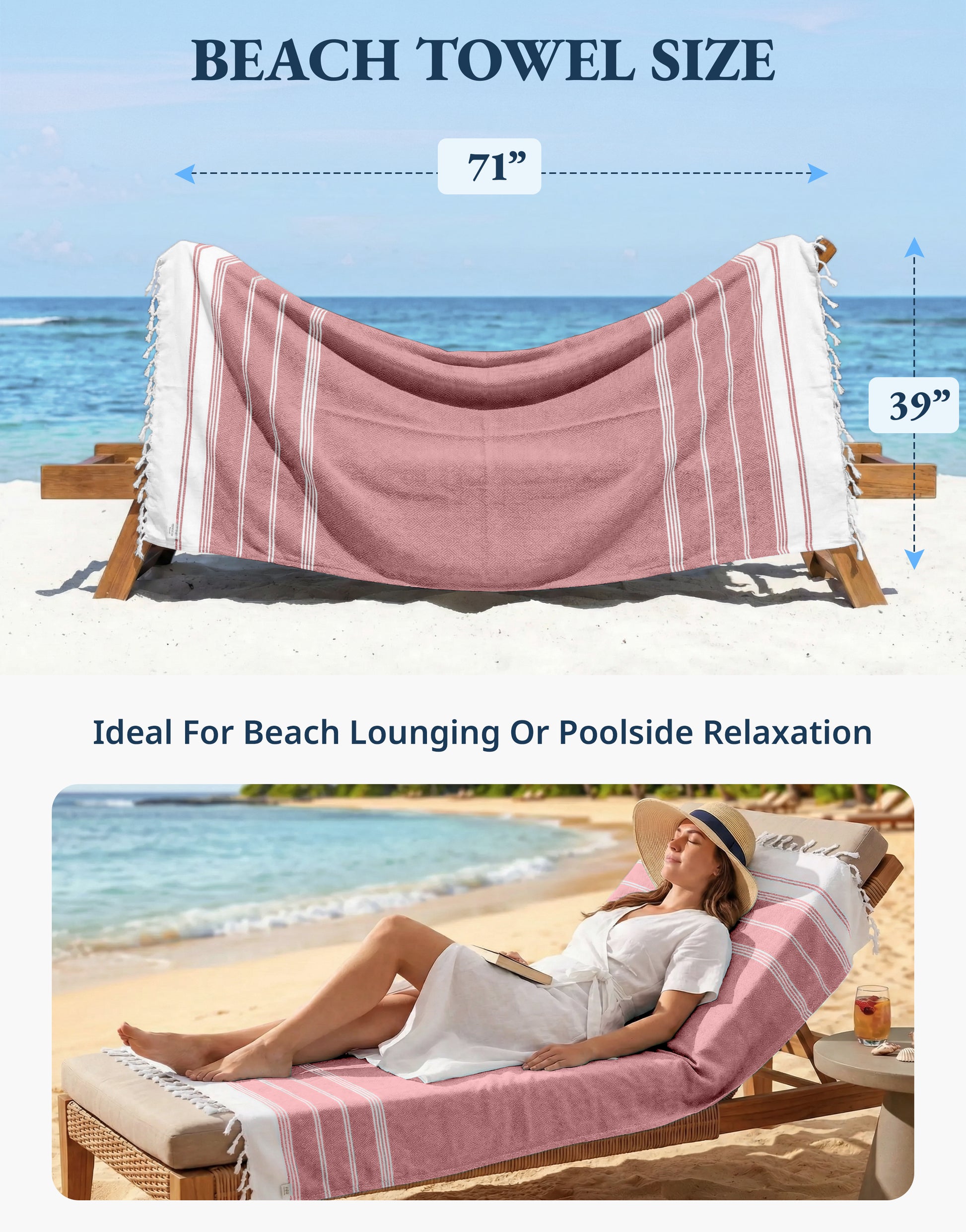 1 PIECE TURKISH BEACH TOWEL-HIBISCUS