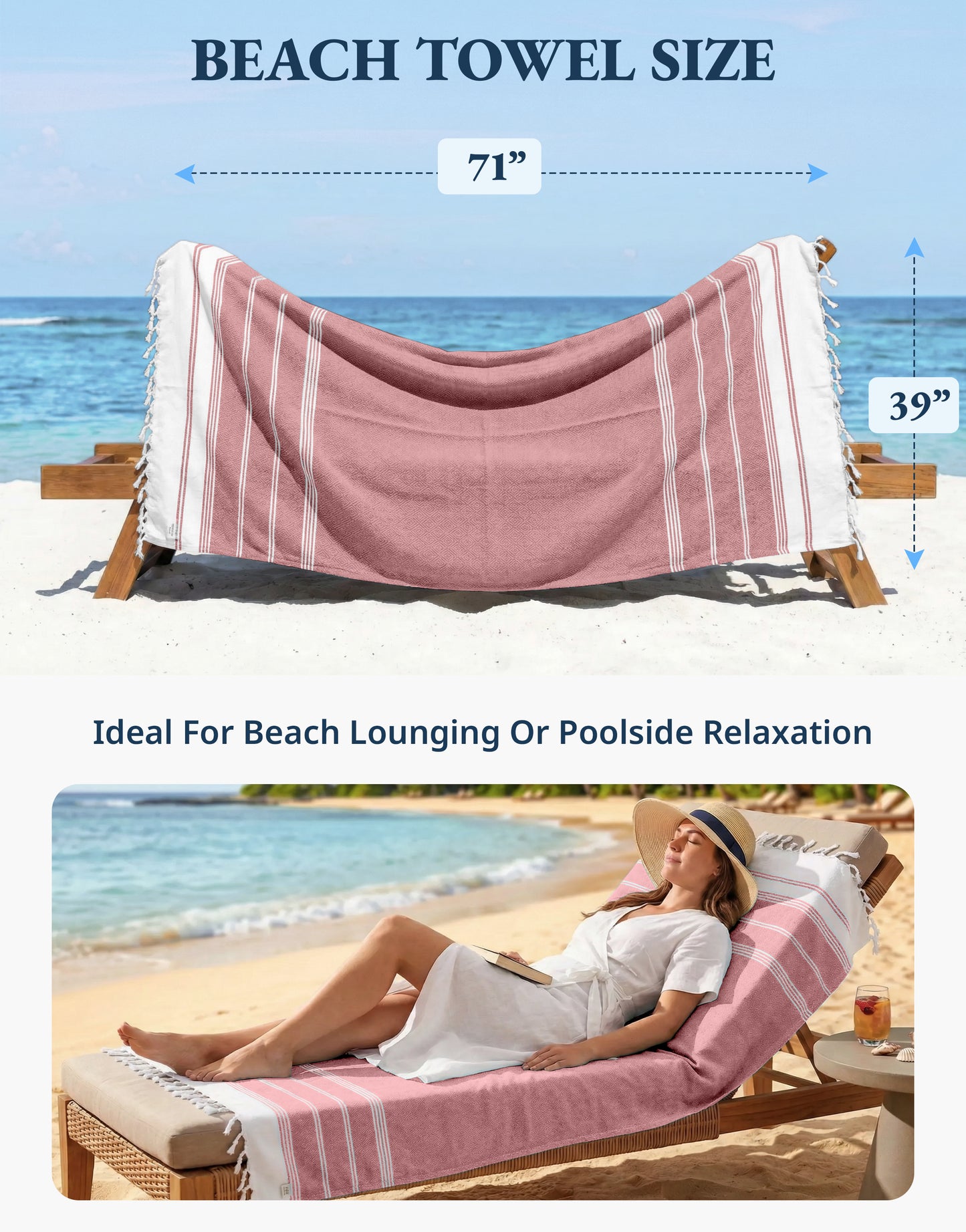 2 PIECE TURKISH BEACH TOWEL SET-HIBISCUS