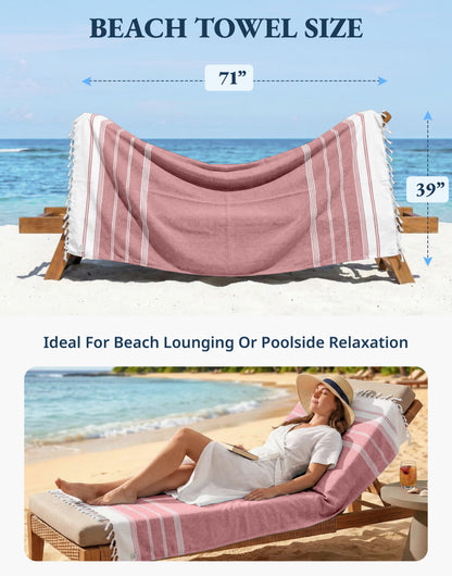 2 PIECE TURKISH BEACH TOWEL SET-HIBISCUS