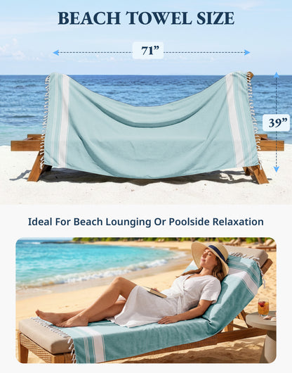 1 PIECE TURKISH BEACH TOWEL-HUNTER-GREEN