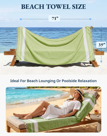 2 PIECE TURKISH BEACH TOWEL SET-JADE-LIME
