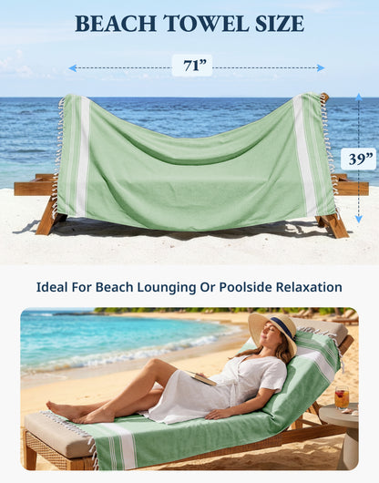 2 PIECE TURKISH BEACH TOWEL SET-JADE-GREEN