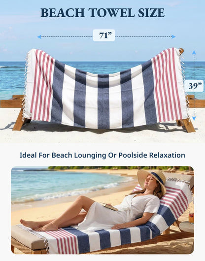 4 PIECE TURKISH BEACH TOWEL SET-MULTI-STRIPE