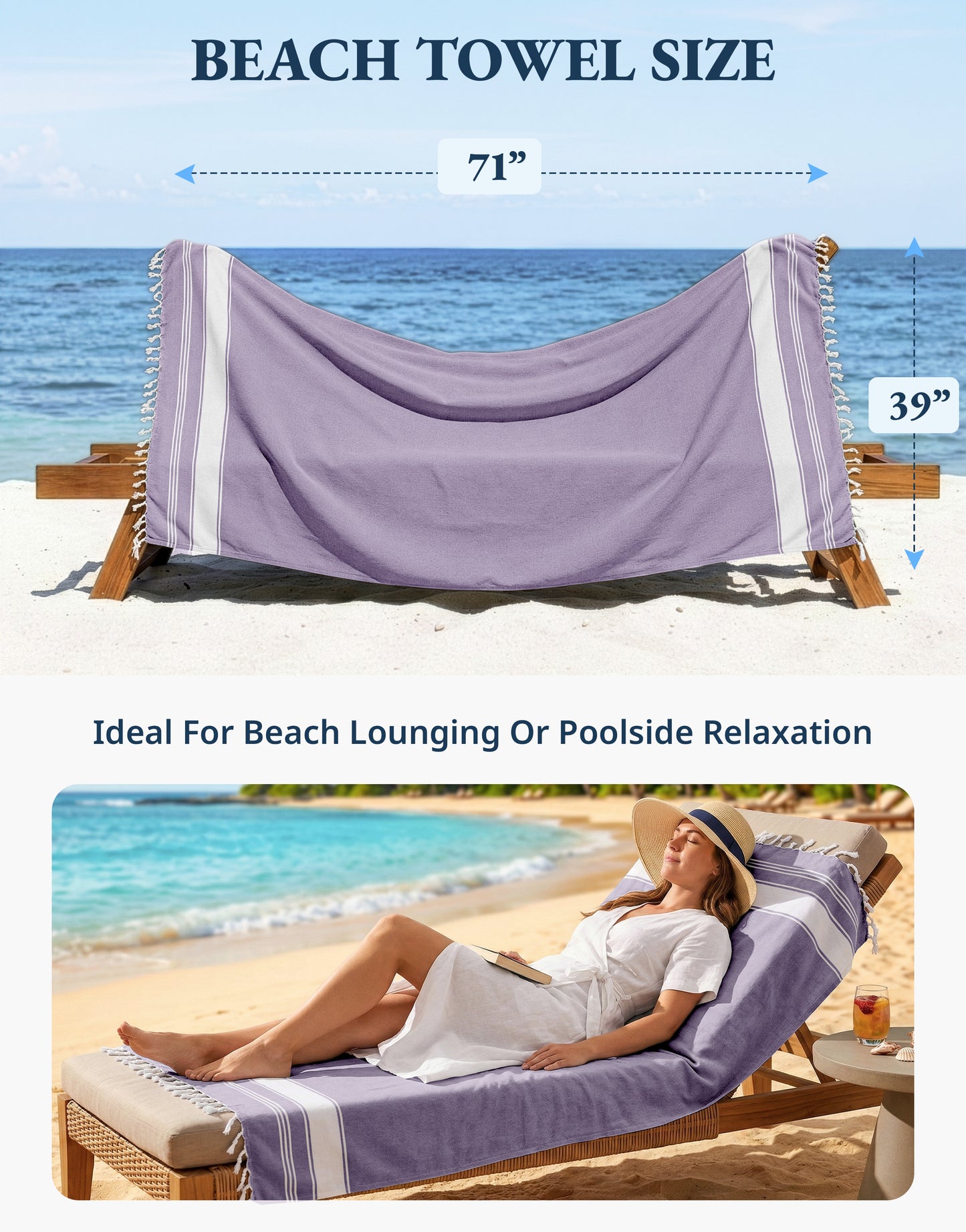 2 PIECE TURKISH BEACH TOWEL SET-REGAL-ORCHID