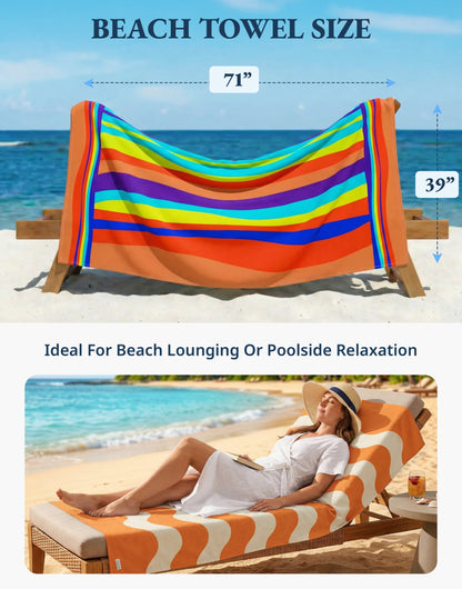 6 PIECE TURKISH BEACH TOWEL SET-Sunset-Tropics